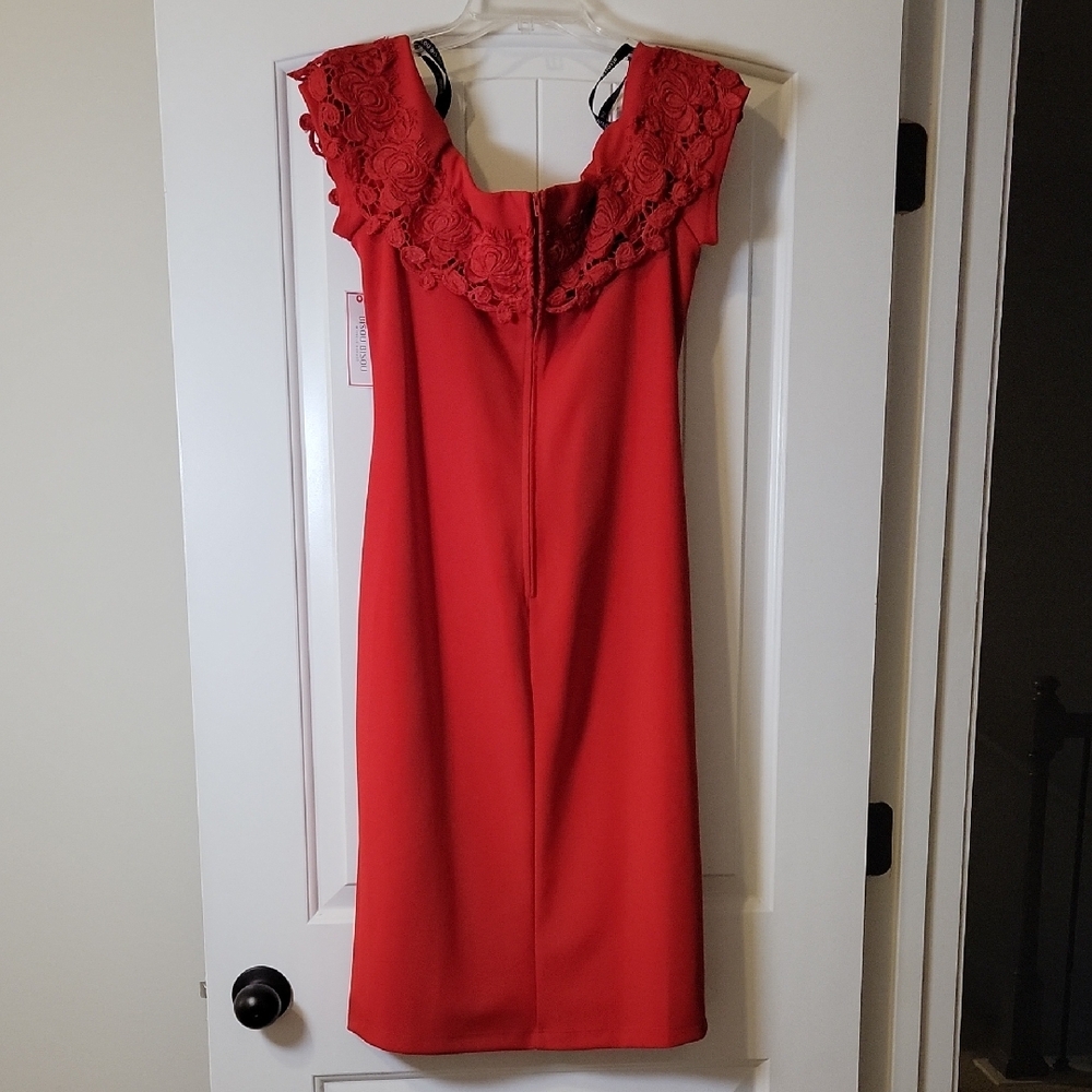 Bisou Bisou Scarlet Lace Accent Midi Dress - Picture 3 of 4